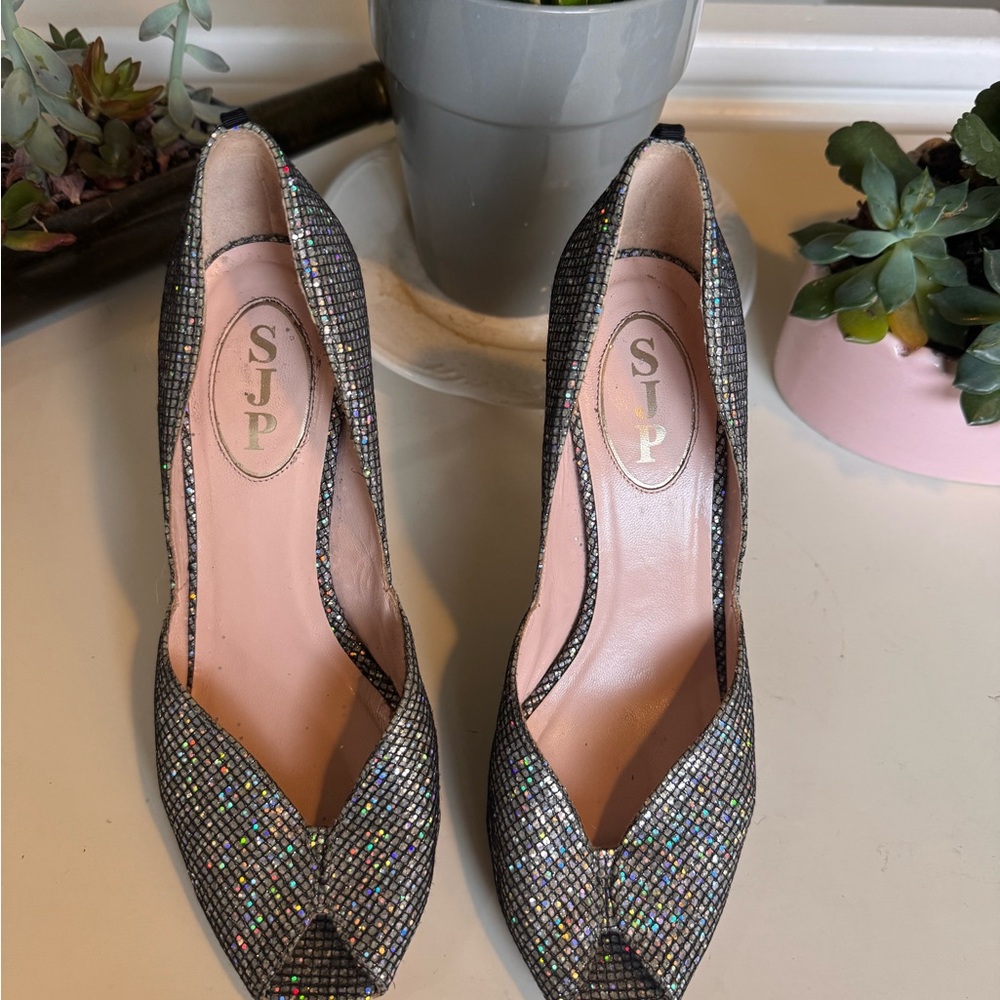 SJP by Sarah Jessica Parker Multicolor Glitter Peep-Toe Pumps